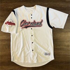 Vintage Dynasty‎ MLB Cleveland Indians White Jersey Size Large F9